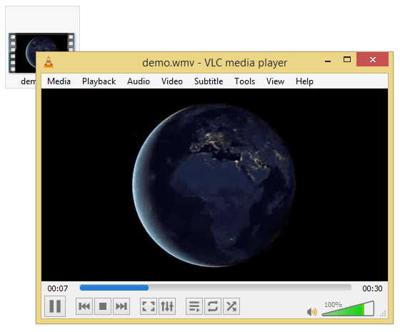 riproduzione in VLC Media Player