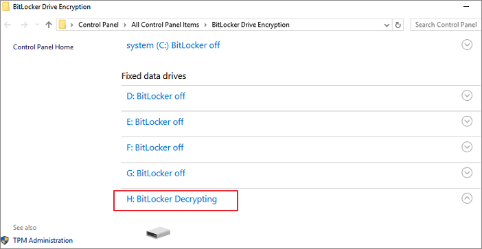 disattiva la partizione BitLocker in Windows2