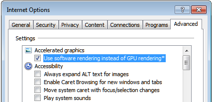 Usa un rendering software invece del rendering GPU" .