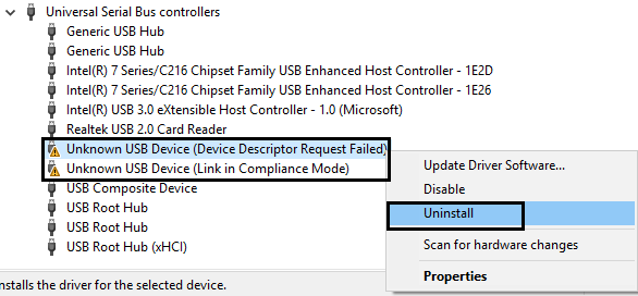 USB Dispositivo (Dispositivo Descrittore Richiesta Fallito)