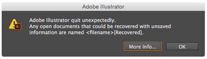 riavvia l'app AI e salva il file Adobe Illustrator recuperato