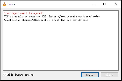 VLC Impossibile aprire l'input