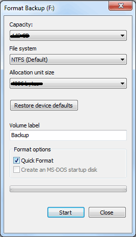 Scheda SD che mostra 0 byte