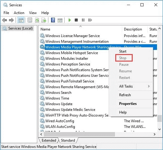 Servizio di condivisione in rete di Windows Media Playe