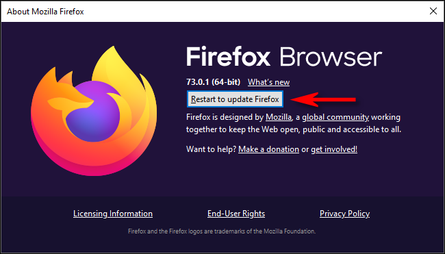 Informazioni su Firefox.