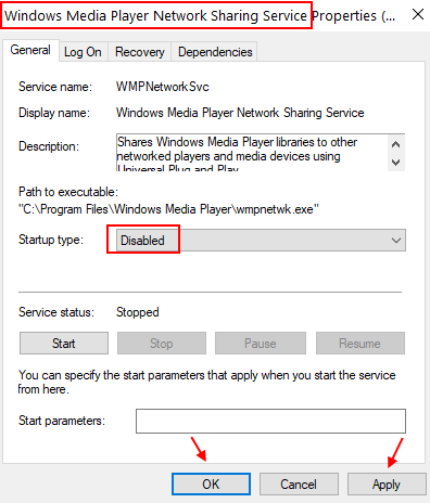 Servizio di condivisione in rete di Windows Media Playe