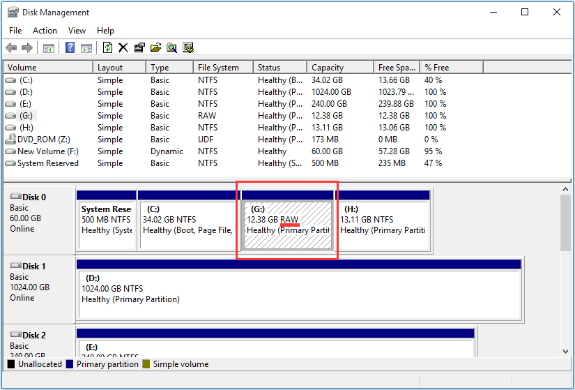 CHKDSK non è Disponibile per le Unità Raw