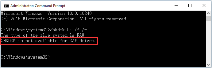CHKDSK non è Disponibile per le Unità Raw