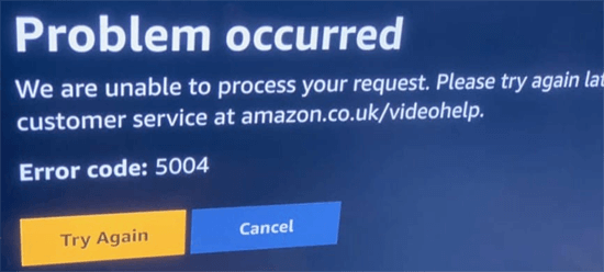 codice di errore 5004 di Amazon Prime